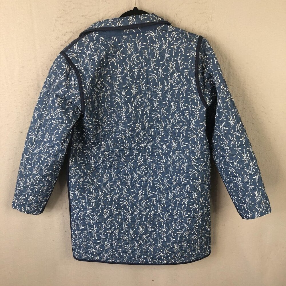 Lands' End Jacket Womens Small Blue Reversible Quilted Barn Coat Snap Pockets - Picture 1 of 16
